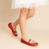 DREAM PAIRS Girls Ballet Flats Flower Shoes Mary Jane Ballerina Flat Dress Shoes for Daily/Wedding/Party(Red/Glitter)