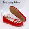 DREAM PAIRS Girls Ballet Flats Flower Shoes Mary Jane Ballerina Flat Dress Shoes for Daily/Wedding/Party(Red/Suede)