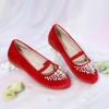 DREAM PAIRS Girls Ballet Flats Flower Shoes Mary Jane Ballerina Flat Dress Shoes for Daily/Wedding/Party(Red/Suede)