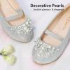 DREAM PAIRS Girls Ballet Flats Flower Shoes Mary Jane Ballerina Flat Dress Shoes for Daily/Wedding/Party(Silver/Glitter)