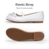 DREAM PAIRS Girls Ballet Flats Flower Shoes Mary Jane Ballerina Flat Dress Shoes for Daily/Wedding/Party(White/Satin)