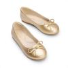 DREAM PAIRS Girls Dress Shoes Ballet Flats Slip-on Fashion Bow Flower Girl Shoes for Wedding, School, Party, Birthday(Gold)