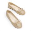 DREAM PAIRS Girls Dress Shoes Ballet Flats Slip-on Fashion Bow Flower Girl Shoes for Wedding, School, Party, Birthday(Gold/Glitter)