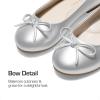 DREAM PAIRS Girls Dress Shoes Ballet Flats Slip-on Fashion Bow Flower Girl Shoes for Wedding, School, Party, Birthday(Silver)