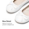 DREAM PAIRS Girls Dress Shoes Ballet Flats Slip-on Fashion Bow Flower Girl Shoes for Wedding, School, Party, Birthday(White)
