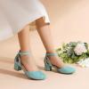 DREAM PAIRS Girls Dress Shoes Closed Toe High Heels Ankle Strap Toddler Little Big Kid Wedding Flower Party Pump(Blue)