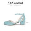 DREAM PAIRS Girls Dress Shoes Closed Toe High Heels Ankle Strap Toddler Little Big Kid Wedding Flower Party Pump(Blue)