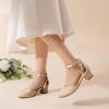 DREAM PAIRS Girls Dress Shoes Closed Toe High Heels Ankle Strap Toddler Little Big Kid Wedding Flower Party Pump(Gold)