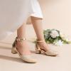 DREAM PAIRS Girls Dress Shoes Closed Toe High Heels Ankle Strap Toddler Little Big Kid Wedding Flower Party Pump(Gold)