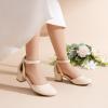 DREAM PAIRS Girls Dress Shoes Closed Toe High Heels Ankle Strap Toddler Little Big Kid Wedding Flower Party Pump(Ivory)