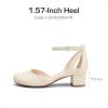 DREAM PAIRS Girls Dress Shoes Closed Toe High Heels Ankle Strap Toddler Little Big Kid Wedding Flower Party Pump(Ivory)
