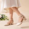 DREAM PAIRS Girls Dress Shoes Closed Toe High Heels Ankle Strap Toddler Little Big Kid Wedding Flower Party Pump(Ivory)