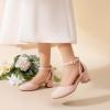 DREAM PAIRS Girls Dress Shoes Closed Toe High Heels Ankle Strap Toddler Little Big Kid Wedding Flower Party Pump(Nude)