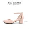 DREAM PAIRS Girls Dress Shoes Closed Toe High Heels Ankle Strap Toddler Little Big Kid Wedding Flower Party Pump(Nude)