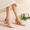 DREAM PAIRS Girls Dress Shoes Closed Toe High Heels Ankle Strap Toddler Little Big Kid Wedding Flower Party Pump(Nude)