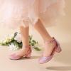 DREAM PAIRS Girls Dress Shoes Closed Toe High Heels Ankle Strap Toddler Little Big Kid Wedding Flower Party Pump(Pink)