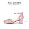 DREAM PAIRS Girls Dress Shoes Closed Toe High Heels Ankle Strap Toddler Little Big Kid Wedding Flower Party Pump(Pink)