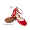 DREAM PAIRS Girls Dress Shoes Closed Toe High Heels Ankle Strap Toddler Little Big Kid Wedding Flower Party Pump(Red)