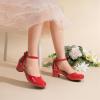 DREAM PAIRS Girls Dress Shoes Closed Toe High Heels Ankle Strap Toddler Little Big Kid Wedding Flower Party Pump(Red)