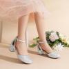DREAM PAIRS Girls Dress Shoes Closed Toe High Heels Ankle Strap Toddler Little Big Kid Wedding Flower Party Pump(Silver)