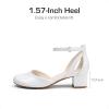 DREAM PAIRS Girls Dress Shoes Closed Toe High Heels Ankle Strap Toddler Little Big Kid Wedding Flower Party Pump(White)