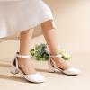 DREAM PAIRS Girls Dress Shoes Closed Toe High Heels Ankle Strap Toddler Little Big Kid Wedding Flower Party Pump(White)