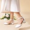 DREAM PAIRS Girls Dress Shoes Closed Toe High Heels Ankle Strap Toddler Little Big Kid Wedding Flower Party Pump(White)