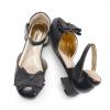 DREAM PAIRS Girls Dress Shoes Closed Toe Low Heels Ankle Strap Bow Ballet Wedding Party Sandals Princess Flower Shoes(Black)
