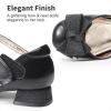 DREAM PAIRS Girls Dress Shoes Closed Toe Low Heels Ankle Strap Bow Ballet Wedding Party Sandals Princess Flower Shoes(Black)