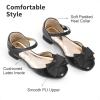 DREAM PAIRS Girls Dress Shoes Closed Toe Low Heels Ankle Strap Bow Ballet Wedding Party Sandals Princess Flower Shoes(Black)
