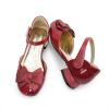 DREAM PAIRS Girls Dress Shoes Closed Toe Low Heels Ankle Strap Bow Ballet Wedding Party Sandals Princess Flower Shoes(Dark Red)