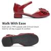 DREAM PAIRS Girls Dress Shoes Closed Toe Low Heels Ankle Strap Bow Ballet Wedding Party Sandals Princess Flower Shoes(Dark Red)
