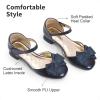 DREAM PAIRS Girls Dress Shoes Closed Toe Low Heels Ankle Strap Bow Ballet Wedding Party Sandals Princess Flower Shoes(Navy)