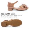 DREAM PAIRS Girls Dress Shoes Closed Toe Low Heels Ankle Strap Bow Ballet Wedding Party Sandals Princess Flower Shoes(Rose Gold)