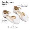DREAM PAIRS Girls Dress Shoes Closed Toe Low Heels Ankle Strap Bow Ballet Wedding Party Sandals Princess Flower Shoes(White)