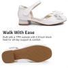 DREAM PAIRS Girls Dress Shoes Closed Toe Low Heels Ankle Strap Bow Ballet Wedding Party Sandals Princess Flower Shoes(White)