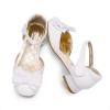 DREAM PAIRS Girls Dress Shoes Closed Toe Low Heels Ankle Strap Bow Ballet Wedding Party Sandals Princess Flower Shoes(White)