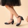 DREAM PAIRS Girls Dress Shoes Closed Toe Low Heels Ankle Strap Pumps for Toddler Little Big Kid Flower Party Wedding Princess(Black)