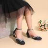 DREAM PAIRS Girls Dress Shoes Closed Toe Low Heels Ankle Strap Pumps for Toddler Little Big Kid Flower Party Wedding Princess(Black)