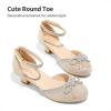 DREAM PAIRS Girls Dress Shoes Closed Toe Low Heels Ankle Strap Pumps for Toddler Little Big Kid Flower Party Wedding Princess(Gold-glitter)