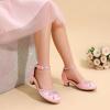 DREAM PAIRS Girls Dress Shoes Closed Toe Low Heels Ankle Strap Pumps for Toddler Little Big Kid Flower Party Wedding Princess(Pink)