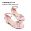 DREAM PAIRS Girls Dress Shoes Closed Toe Low Heels Ankle Strap Pumps for Toddler Little Big Kid Flower Party Wedding Princess(Pink)