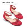 DREAM PAIRS Girls Dress Shoes Closed Toe Low Heels Ankle Strap Pumps for Toddler Little Big Kid Flower Party Wedding Princess(Red)