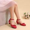 DREAM PAIRS Girls Dress Shoes Closed Toe Low Heels Ankle Strap Pumps for Toddler Little Big Kid Flower Party Wedding Princess(Red)