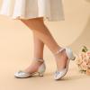 DREAM PAIRS Girls Dress Shoes Closed Toe Low Heels Ankle Strap Pumps for Toddler Little Big Kid Flower Party Wedding Princess(Silver)