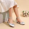 DREAM PAIRS Girls Dress Shoes Closed Toe Low Heels Ankle Strap Pumps for Toddler Little Big Kid Flower Party Wedding Princess(Silver)