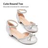 DREAM PAIRS Girls Dress Shoes Closed Toe Low Heels Ankle Strap Pumps for Toddler Little Big Kid Flower Party Wedding Princess(Silver)