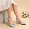 DREAM PAIRS Girls Dress Shoes Closed Toe Low Heels Ankle Strap Pumps for Toddler Little Big Kid Flower Party Wedding Princess(Silver-glitter)