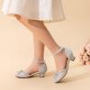 DREAM PAIRS Girls Dress Shoes Closed Toe Low Heels Ankle Strap Pumps for Toddler Little Big Kid Flower Party Wedding Princess(Silver-glitter)