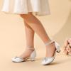 DREAM PAIRS Girls Dress Shoes Closed Toe Low Heels Ankle Strap Pumps for Toddler Little Big Kid Flower Party Wedding Princess(White)